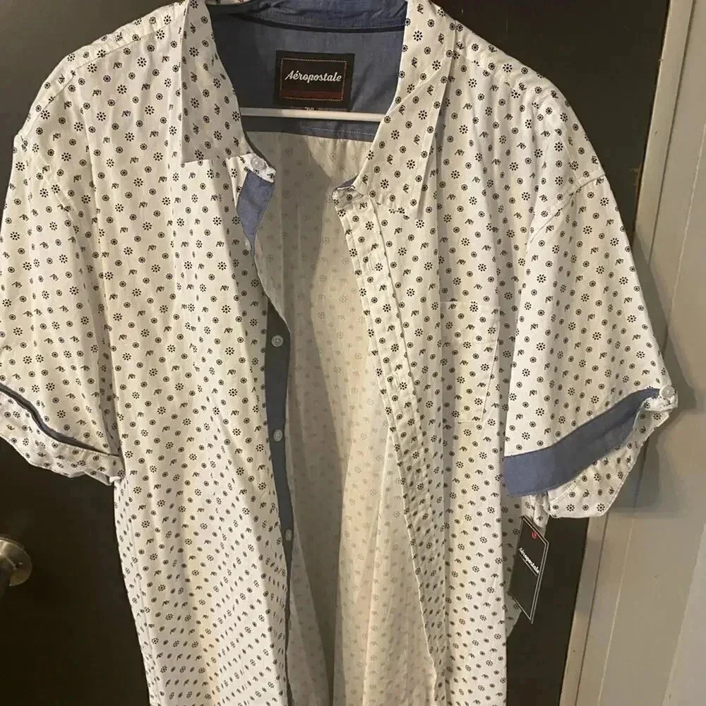 Aeropostale Men's Button Shirt 3XL A87 Collared Short Sleeve NWT